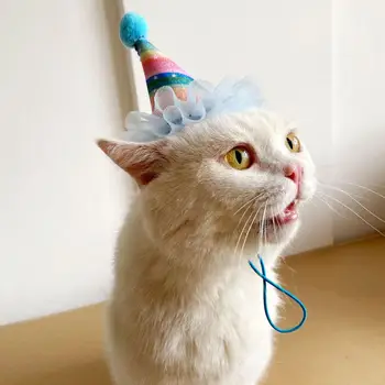Pet Şapka Yumuşak Rahat Ayarlanabilir Kedi Köpek doğum günü şapkası Pet Kostüm Aksesuarları Festivaller için Parti Malzemeleri