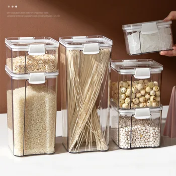 Plastik saklama kabı Mutfak saklama kavanozları Toplu Tahıllar Baharat Kutuları mutfak dolabı organizatör Kavanoz Kapaklı Ev