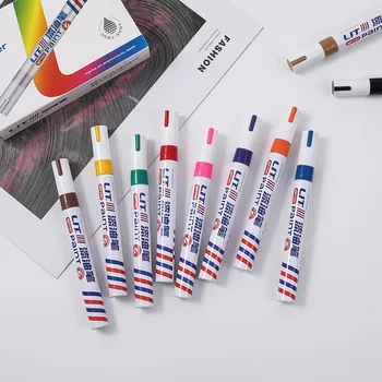 Renkli boya kalemi Kalem Su Geçirmez Kalıcı Beyaz İşaretleyiciler Lastik Sırtı Kauçuk Kumaş Boya Metal Yüz Sanat Kalıcı boya kalemi