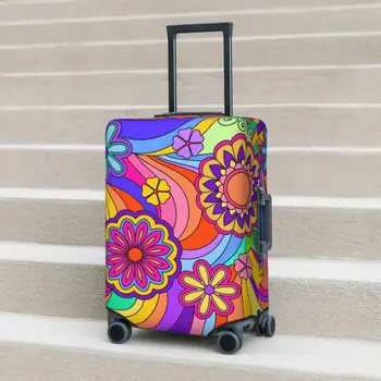 Renkli Çiçek Güç bavul kılıfı Tatil Vintage Hippi Baskı Faydalı Bagaj Malzemeleri Iş Koruma