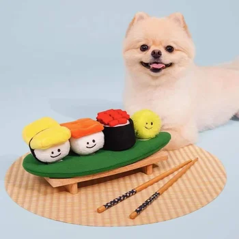 Sevimli Komik Tibet Gıda Koklama Ses Oyuncak Köpek Japonya Suşi Peluş Toplayıcılık Gıcırtılı Pet Oyuncak Eğitim Interaktif Oyuncaklar için köpek