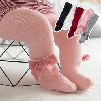 Sevimli yay bebek kız tayt Yumuşak Pamuk Örme Yenidoğan Bebek Yürüyor tayt kış bacak ısıtıcıları bebek külotlu Çorap meisje