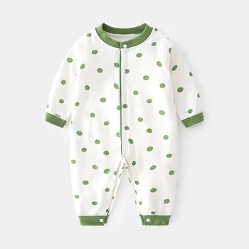 Sonbahar Pamuk Bebek Tulum Giysileri Polka Dot Toddler Kız Tulumlar Giyim Kemiksiz Çocuk Erkek Tek parça Tulum Giysileri