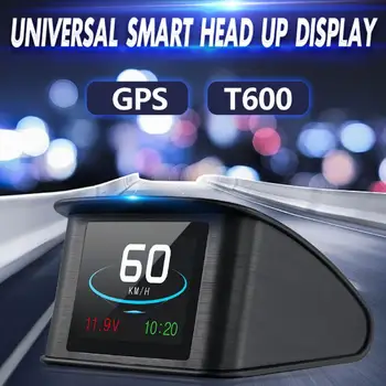 T600 Evrensel Araba Kilometre HUD Projektör 2.2 İnç Araba Head-up Ekran OBD GPS RPM Ölçer Araba HUD Araba OBD LCD Hız Göstergesi