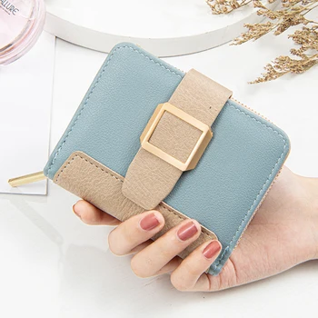 Taze tarzı Kare şeklinde Toka küçük cüzdan Aşınmaya Dayanıklı Ultra ince bozuk para cüzdanı Doğum Günü Hediyesi