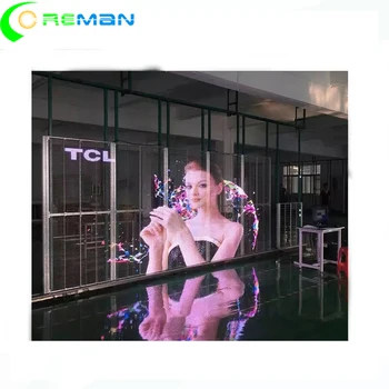 Ticari reklam led video duvar monitörü kapalı P3.91-7. 81 mm şeffaf cam led ekran