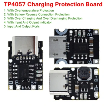 Tip-C USB TP4057 1A Lityum Pil Şarj koruma levhası Modülü Polimer Pil Üzerinde TP4056 Sıcaklık Koruması İle