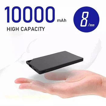 TNTOR 10000mAh güç bankası, taşınabilir ince taşınabilir şarj cihazı, sadece 8mm, 5v 2A hızlı şarj pil, iPhone14 13 12 Pro max, Xiaomi