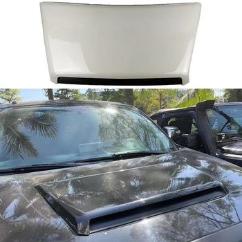 Toyota Tundra 2014-2020 için Fit, Kaput Kapağı, ışık şeridi, Etiket Parlak Siyah Beyaz ABS Scoop Hood
