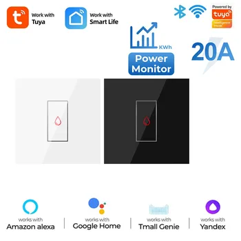 Tuya Akıllı dokunmatik anahtarı 20A güç monitörü Wifi su ısıtıcı kazan klima ışık zamanlama AB duvar Alexa Google Ev İçin