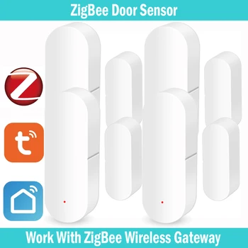 Tuya Akıllı ZigBee Kapı Pencere Kontak Sensörü Akıllı Ev Kablosuz Kapı Dedektörleri Açık / Kapalı APP Uzaktan Alarm ile çalışmak zigbee kucaklama