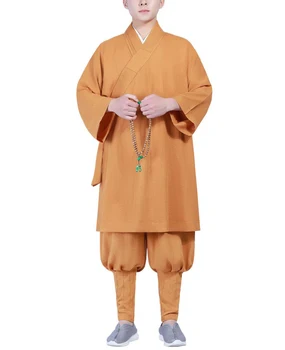 Unisex Yüksek Kaliteli Yaz ve Bahar Budist Shaolin Keşiş Kung Fu Takım Elbise Zen Yatıyordu Dövüş sanatları Giyim Arhat Lohan Wushu Üniforma