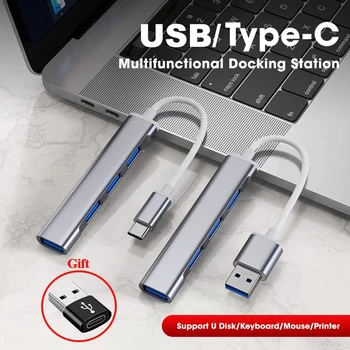 USB Hub 3.0 4 Port USB Splitter Dock İstasyonu OTG Adaptör Tipi C Hub için Huawei Xiaomi Macbook Pro Hava dizüstü bilgisayar Aksesuarları