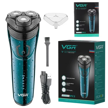 VGR Su Geçirmez Elektrikli Tıraş Makinesi Sakal Şarj Edilebilir Elektrikli erkekler jileti Döner USB Yüz Yakın Tıraş Makinesi