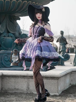 WithPuji Orijinal Tasarım Gotik Alien Kelebek Elbise İşlemeli Lolita Yaz kadın Elbise Vintage Rop