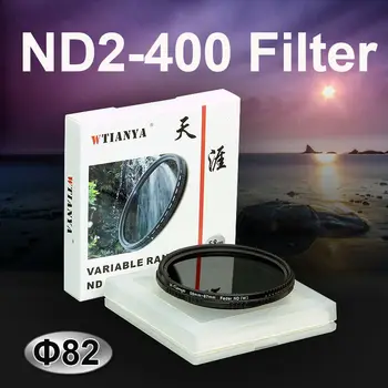 WTIANYA 82mm ND2-400 Sürgü Değişken Nötr Yoğunluk ND Filtre 82mm DSLR Kamera için Ayarlanabilir ND2 ND4 ND8 to ND400