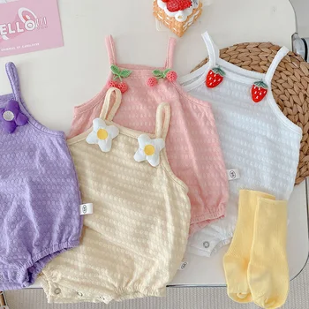 Yaz Bebek Kız Giysileri Toddler Bebek Kız Bodysuits Kolsuz Pamuk Bebek Bebek Kız Tulum Çocuk Giyim