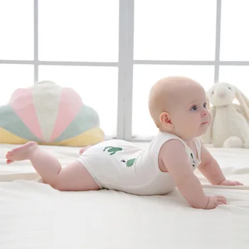 Yaz Pamuk Bebek Bodysuit Yenidoğan Sevimli Baskı Giyim Kızlar için Kolsuz Prenses Yürüyor Bebek Bodysuits bebek Nesneleri