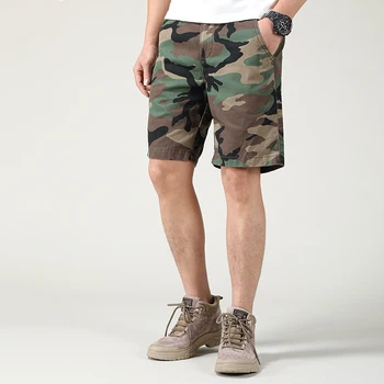 Yaz Yeni Moda Erkekler Askeri Tarzı Kamuflaj Açık Kargo Şort Premium Dayanıklı Basit Rahat Gevşek Ince Yarım Uzunlukta Pantolon