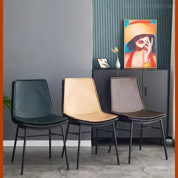 Yemek sandalyesi ev restoran İskandinav Minimalist yumuşak çanta deri sandalye masası arkalığı tabure italyan tarzı ışık lüks yüksek