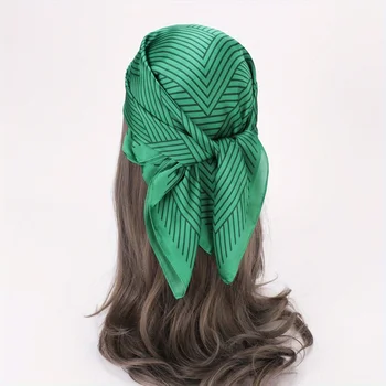 Yeni 70 * 70cm Şerit İpek Saten saç eşarbı Kadın HandkerchiefSquare Kafa Bandana Küçük Boyun Susturucu Başörtüsü Echarpe 2023 Bandana