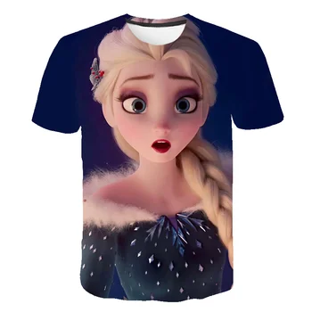 Yeni Anna Elsa Kız Hayvan Baskı T shirt Unisex Elsa Tee Elbise Çocuk Karikatür Üst 3 4 5 6 7 8 Yıl Çocuklar Doğum Günü Giyim
