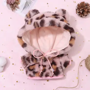 Yeni El Yapımı 20CM oyuncak bebek giysileri Serin Leopar Baskı Şapka Kazak Yaka Peluş Bebek Kıyafet Oyuncaklar Çünkü Takım Elbise