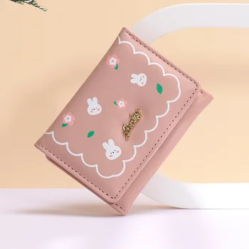 Yeni kadın küçük cüzdan Sevimli Kız Üç Katlı Cüzdan PU Deri Küçük Çanta Para Çantası kart tutucu Çanta Bayanlar Kadın 2023 Moda