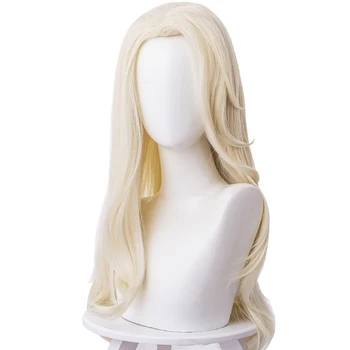 Yeni Prenses Elsa Cosplay Peruk 65cm Uzun Sarışın Dalgalı İsıya Dayanıklı Sentetik Saç Peruk + Peruk Kap