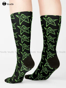 Çağrı Cthulhu Yaşlı İşareti-Yeşil Çorap beyaz çoraplar Kadınlar Komik Sanat Harajuku Streetwear Renkli Karikatür Çorap noel hediyesi