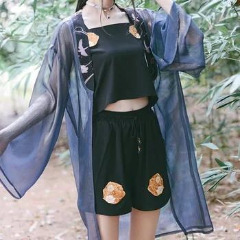 Çin Tarzı Harakuju Kadın Hırka Yaz 2021 Yeni İnce Tang Takım Elbise Çin Gevşek Casual Vintage Gömlek Hanfu Giyim KK3649