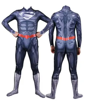 Çocuklar Yetişkinler Clark Kent Cosplay Kostümleri Siyah Yeni 52 Kostüm Bodysuit süper kahraman Cadılar Bayramı Zentai Suit Cadılar Bayramı Tulum