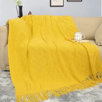 Örgü battaniye Ezmek Ebegümeci Yatak Kuyruk Yatak Örtüsü Battaniye Kum Saç Havlu Yün Kapak Battaniye Retro Battaniye Yatak Örtüsü Yatak