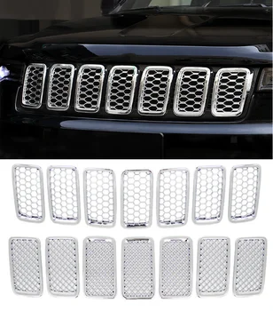 2 stilleri ABS krom araba ön ızgara petek yarış ızgarası dekoratif çerçeve Jeep Grand Cherokee 2014 İçin 2015 2016