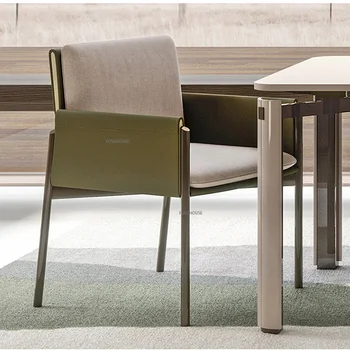 Italyan Minimalist Deri yemek sandalyeleri için mutfak mobilyası Basit tekli koltuk Yaratıcı Yemek Odası Arkalığı Koltuk